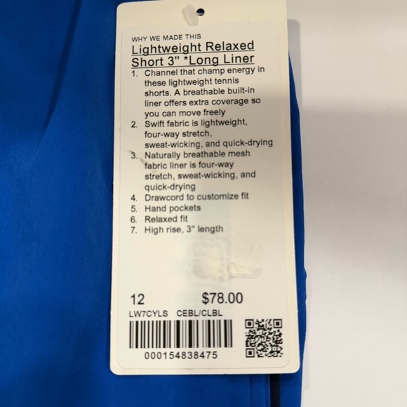 Lululemon Lightweight Relaxed Short 3 Long Liner Size 12 NWT - Picture 4 of 7